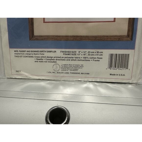 JCA Cross Stitch 04211 Kit Mrs. Rabbit and Bunnies Birth Sampler Beatrix Potter - Picture 5 of 6